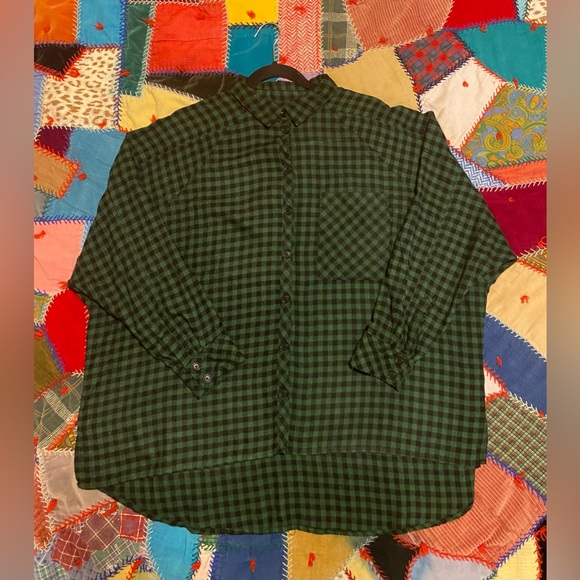 BDG oversized boyfriend flannel in black & green check - Picture 4 of 9